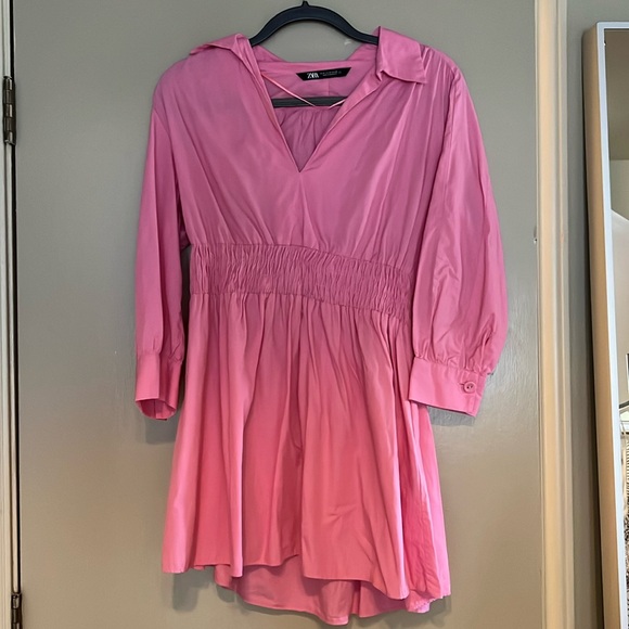 Zara Short Poplin Dress in Pink - Picture 2 of 2